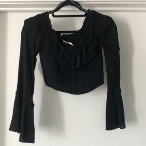 Urban outfitters black off shoulder smock crop